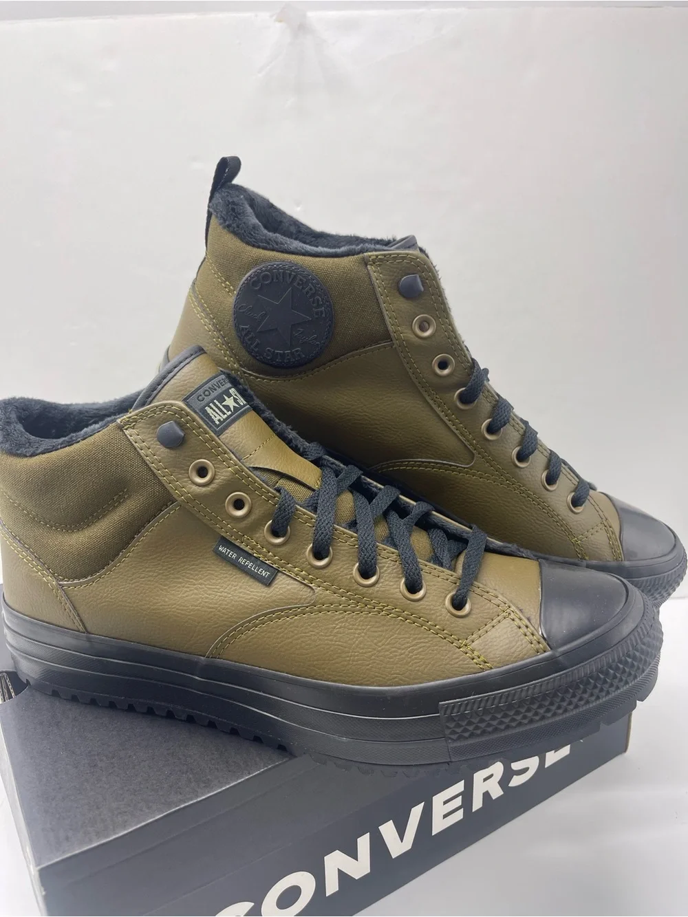 Converse Olive Green and Black High-Top Sneakers